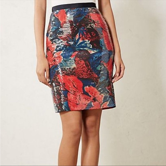 ANTHROPOLOGIE Sugar Fleur Sequin Pencil Skirt - Picture 2 of 9